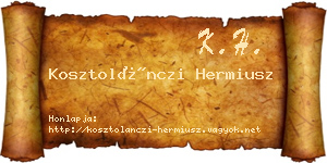 Kosztolánczi Hermiusz névjegykártya
